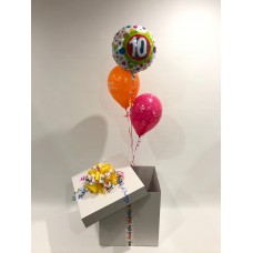 10th Birthday Foil and 2 Printed 10th Latex Balloons in a Box